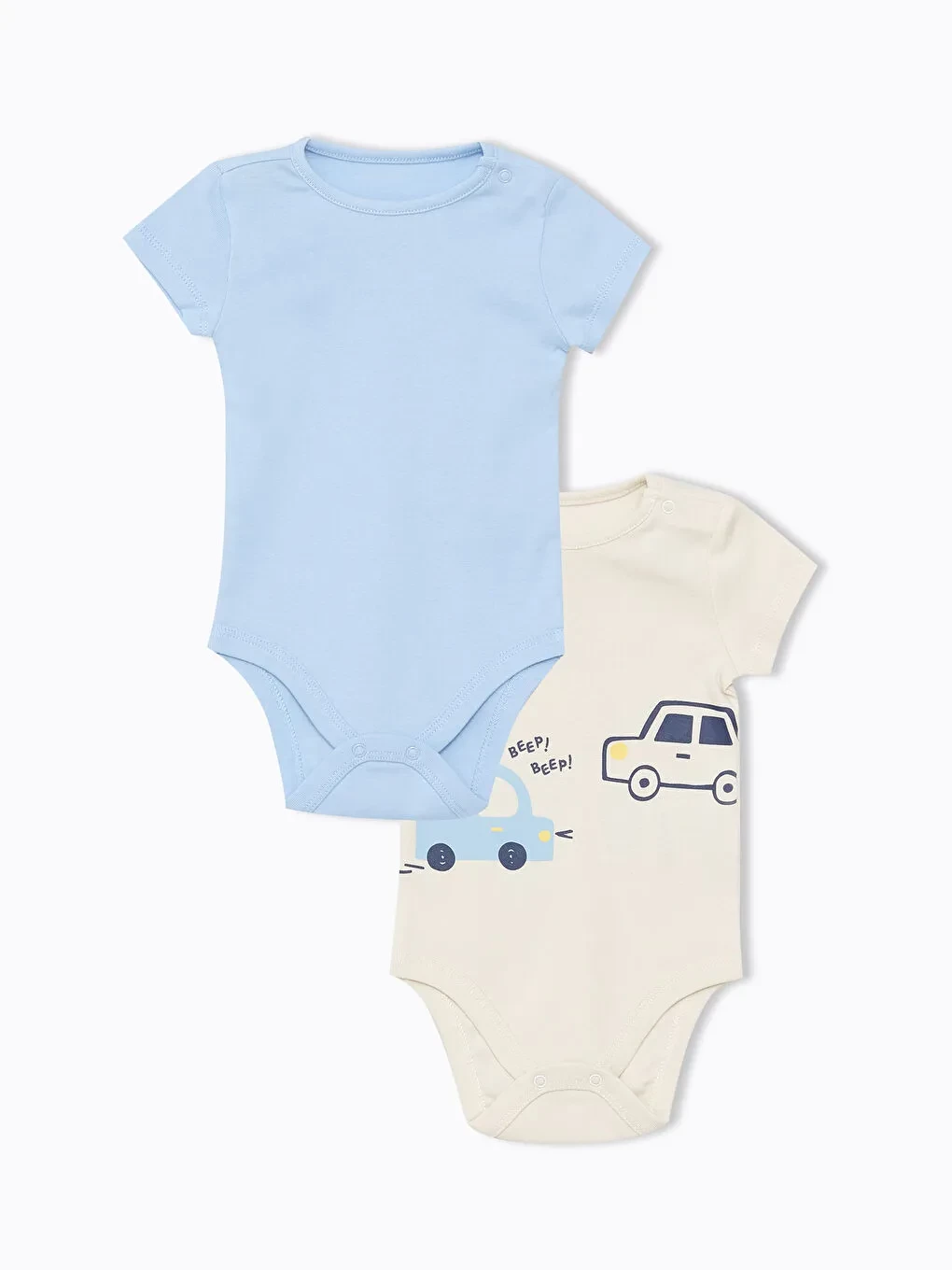 LCW baby Crew Neck Short Sleeve Printed Baby Boy Bodysuit With Snap Crotch 2-pack